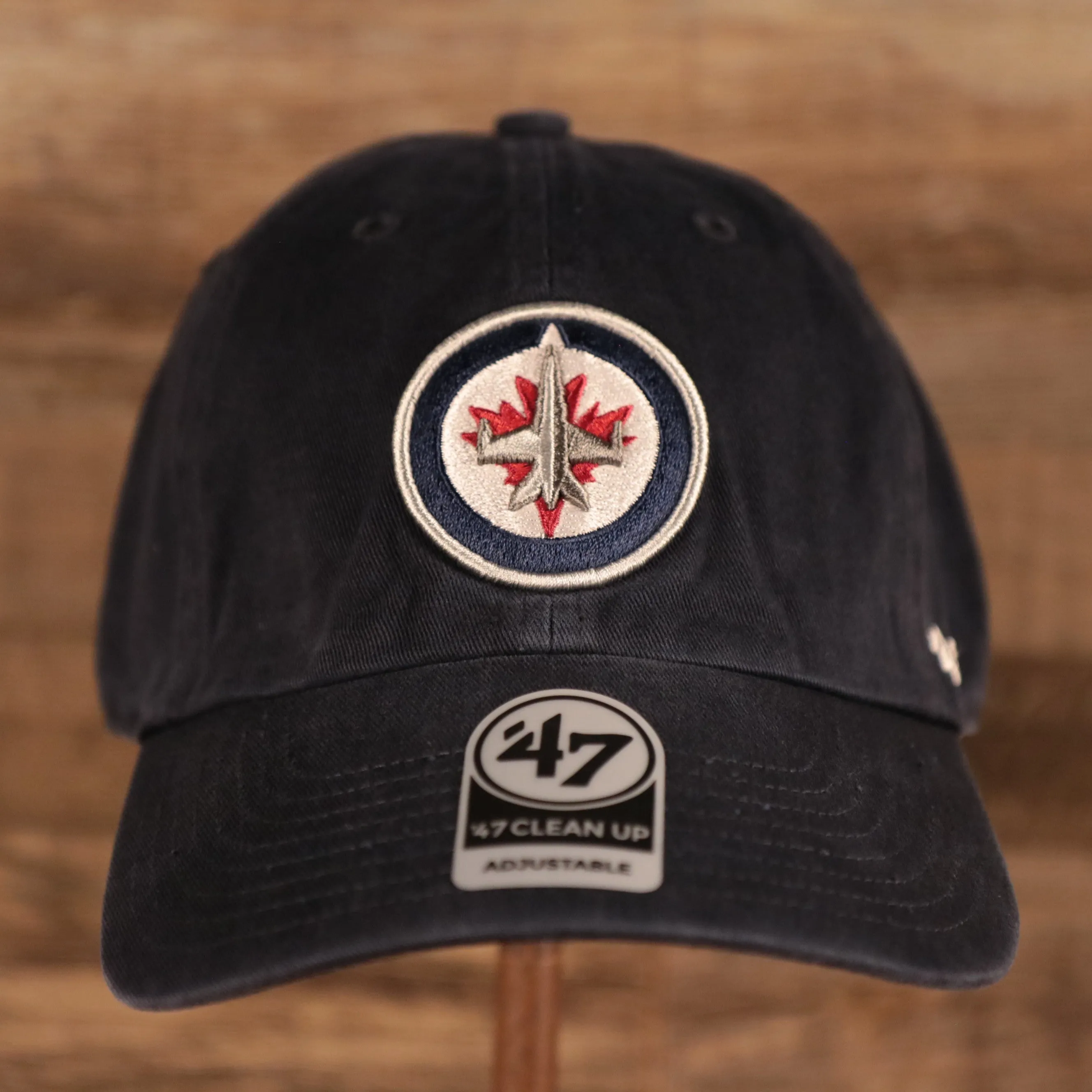 47 BRAND | WINNIPEG JETS | JET FIGHTER CIRCULAR PATCH FRONT | CLEAN UP | DAD HAT | NAVY BLUE | OSFM