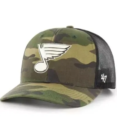 '47 Men's NHL Camo/Black St. Louis Blues Trucker Snapback Hat