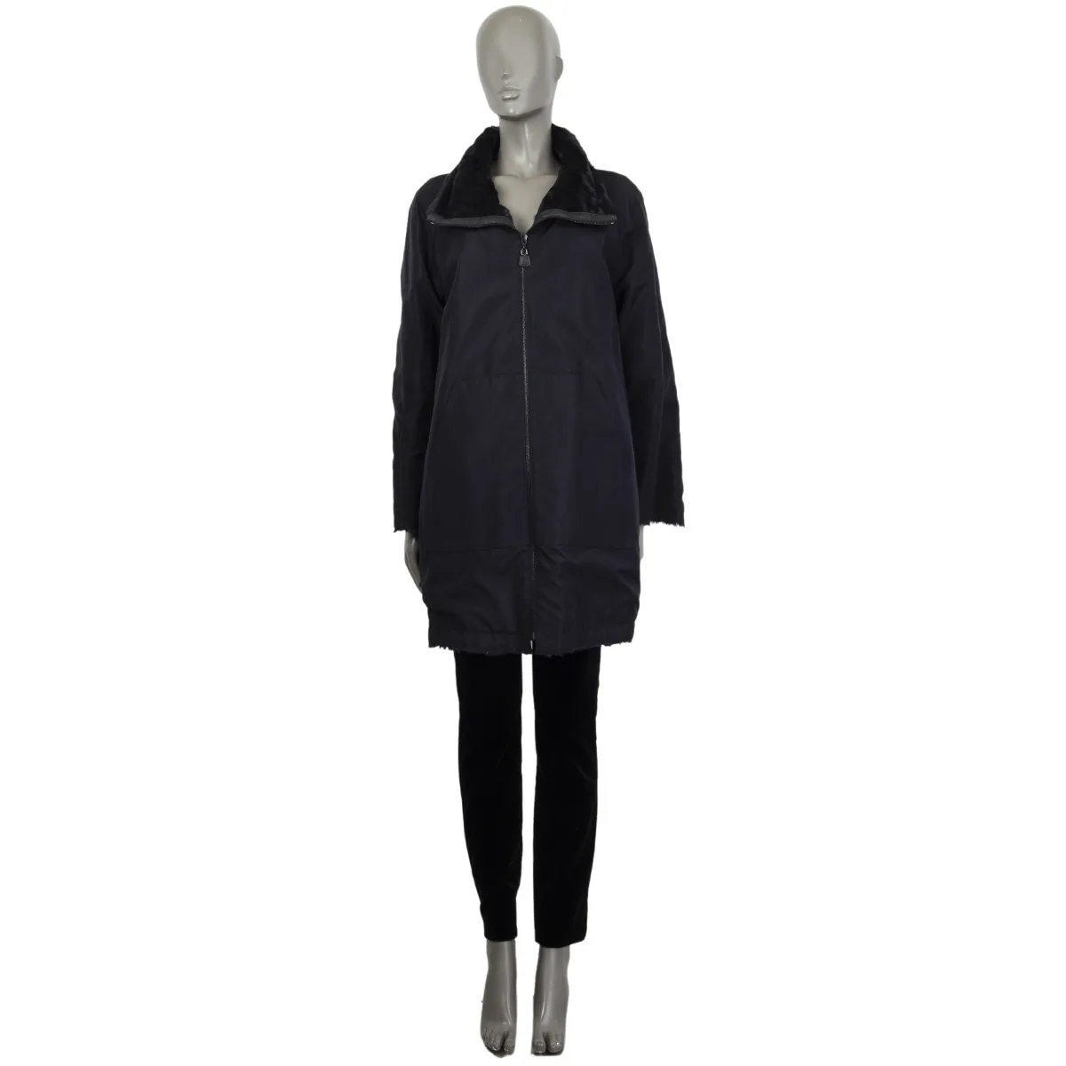 Akris Hooded  Lambfur Lined Coat