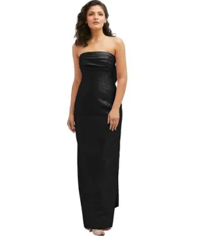 Alfred Sung Women's Strapless Draped Bodice Column Dress with Oversized Bow