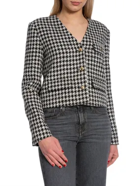 ANINE BING JACKET CARA CREAM AND BLACK HOUNDSTOOTH