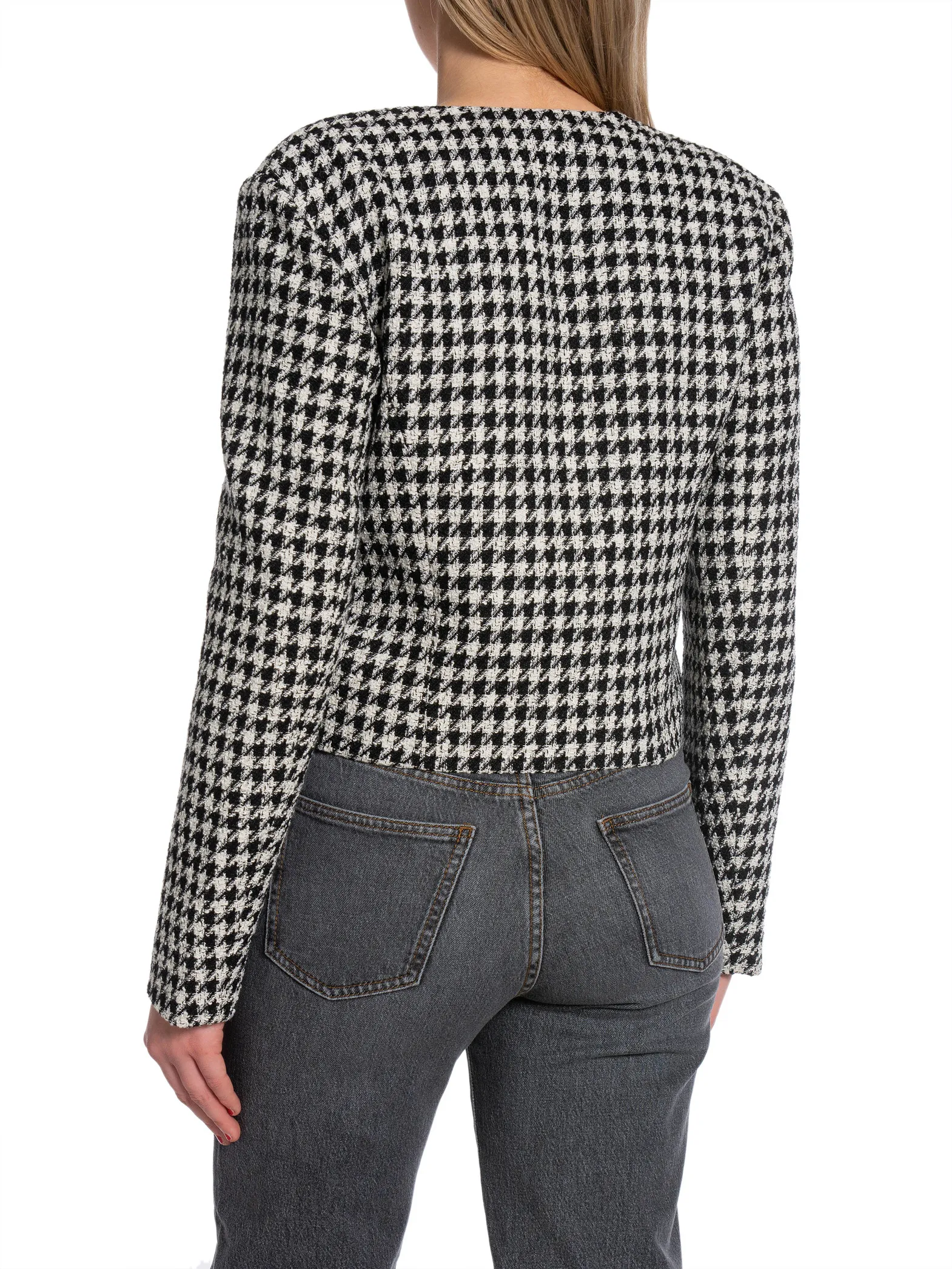 ANINE BING JACKET CARA CREAM AND BLACK HOUNDSTOOTH