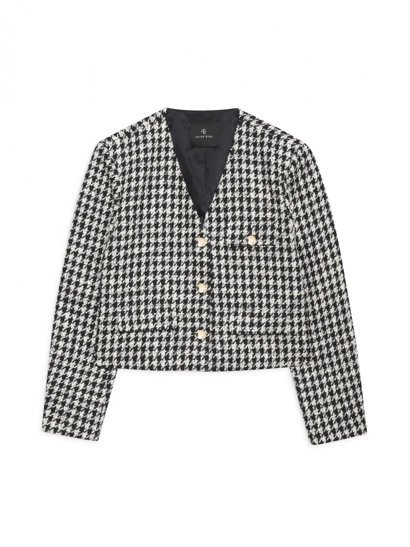 ANINE BING JACKET CARA CREAM AND BLACK HOUNDSTOOTH