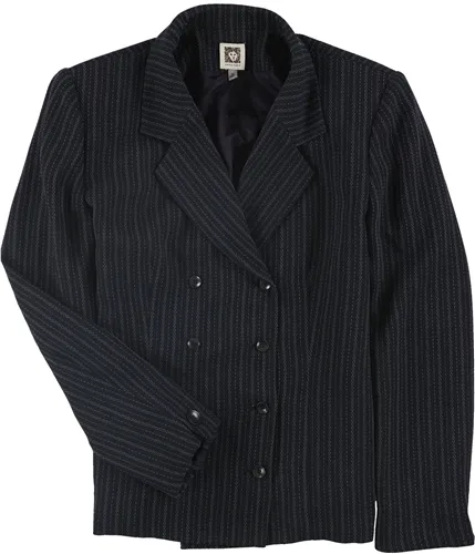 Anne Klein Womens Pinstriped Four Button Blazer Jacket