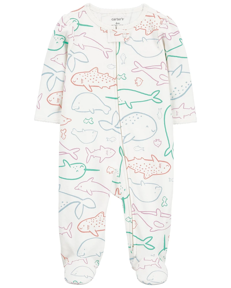 Baby Whale Zip-Up Sleep & Play Pajamas