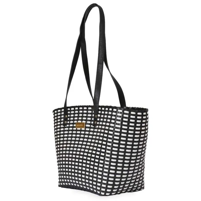 BLACK STRAW BAG FOR WOMAN ROOKS