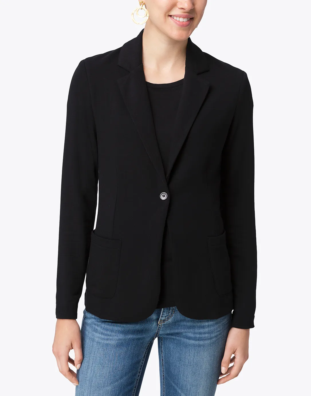 Black Stretch French Terry Blazer