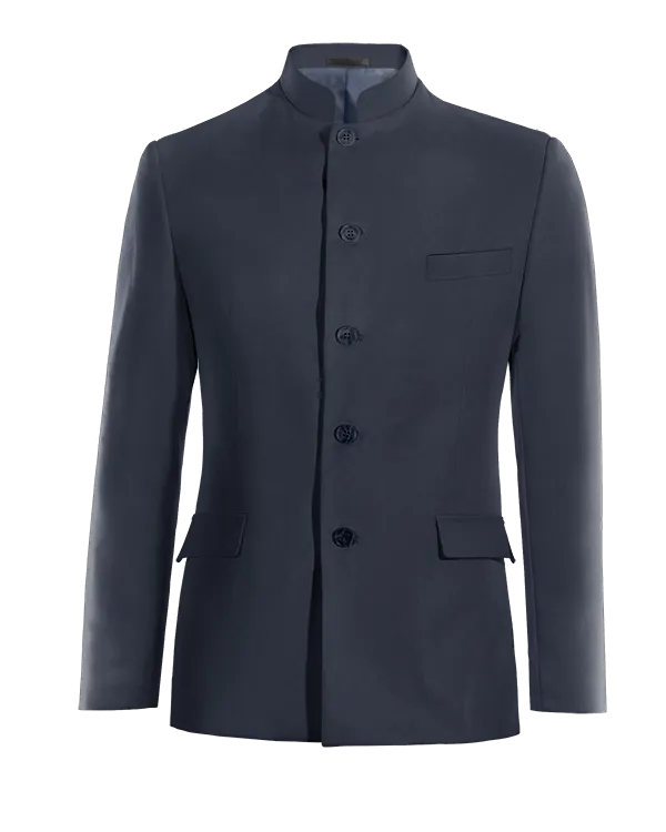  Blazer cuello mao azul marino slim fit