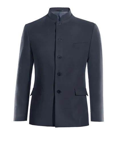  Blazer cuello mao azul marino slim fit