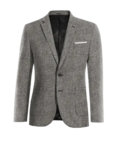  Blazer gris claro de donegal tweed slim fit