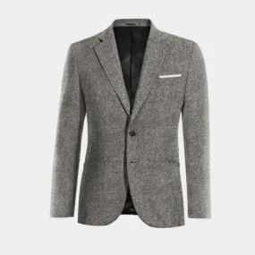  Blazer gris claro de donegal tweed solapa ancha