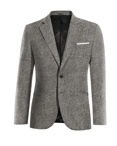  Blazer gris claro de donegal tweed solapa ancha