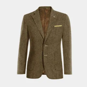  Blazer marrón de donegal tweed solapa ancha