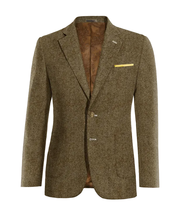  Blazer marrón de donegal tweed solapa ancha