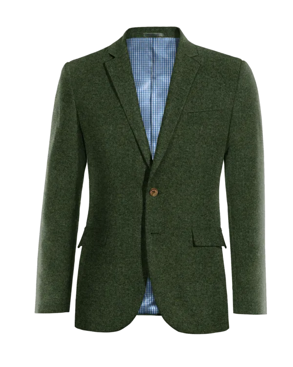  Blazer verde bosque de tweed herringbone esencial