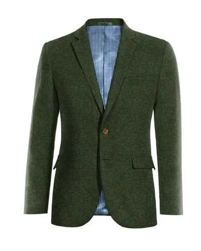  Blazer verde bosque de tweed herringbone esencial