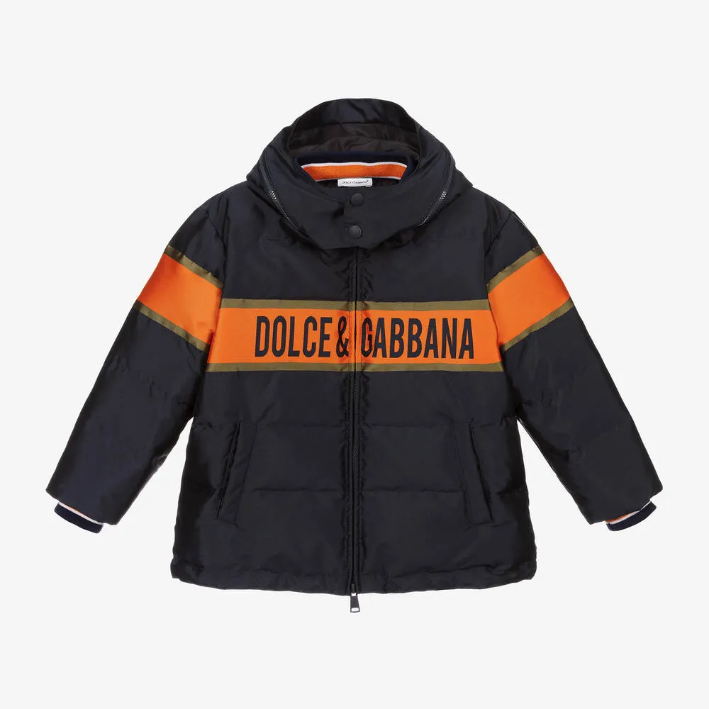 Blue Down Logo Puffer Coat