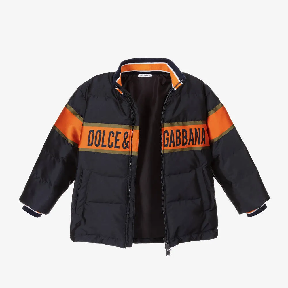 Blue Down Logo Puffer Coat