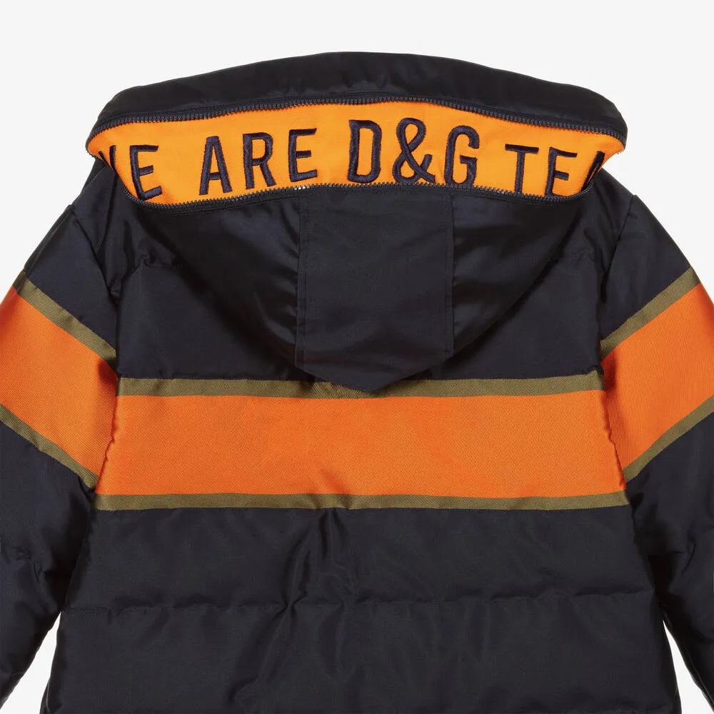 Blue Down Logo Puffer Coat