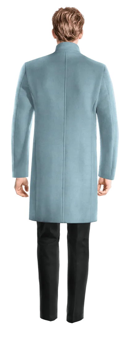 Blue Long Funnel neck Coat