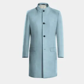 Blue Long Funnel neck Coat