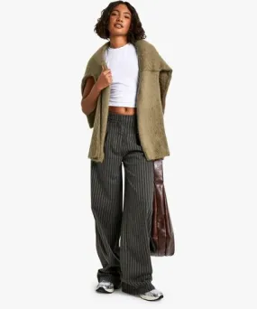 boohoo Womens Tall Stripe Wool Look Pants