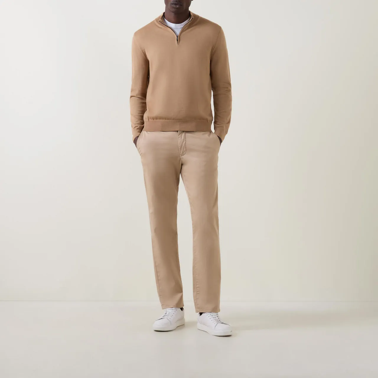 BOSS The Sustainable Edit Ebenji Half-Zip Sweater - Tan