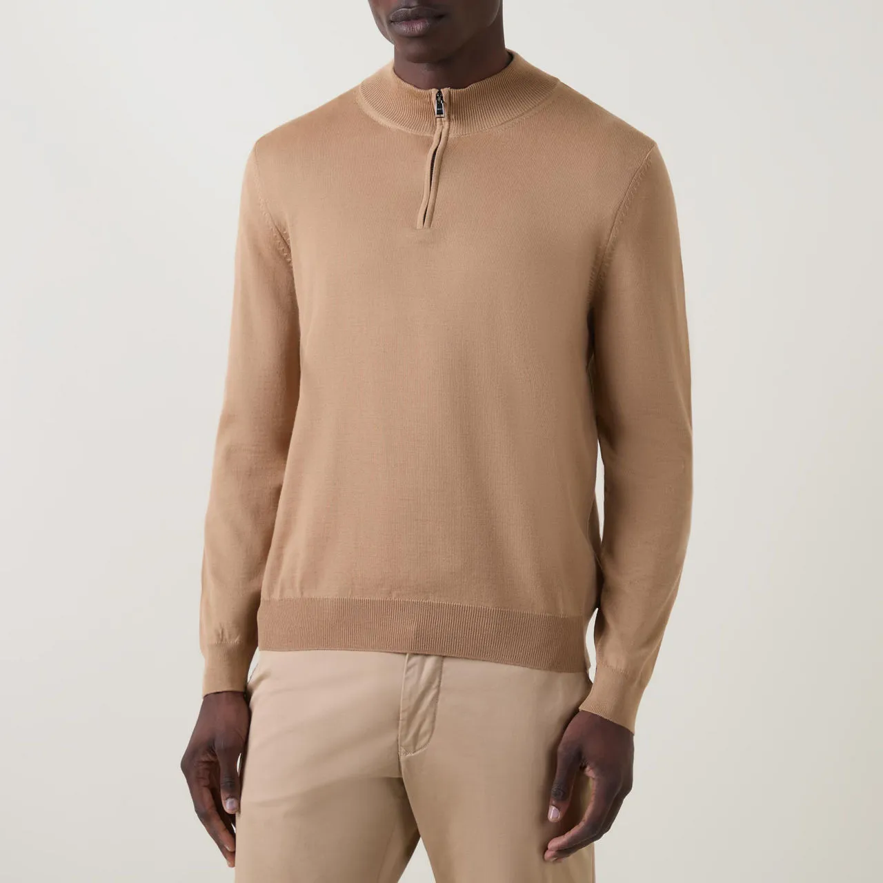 BOSS The Sustainable Edit Ebenji Half-Zip Sweater - Tan