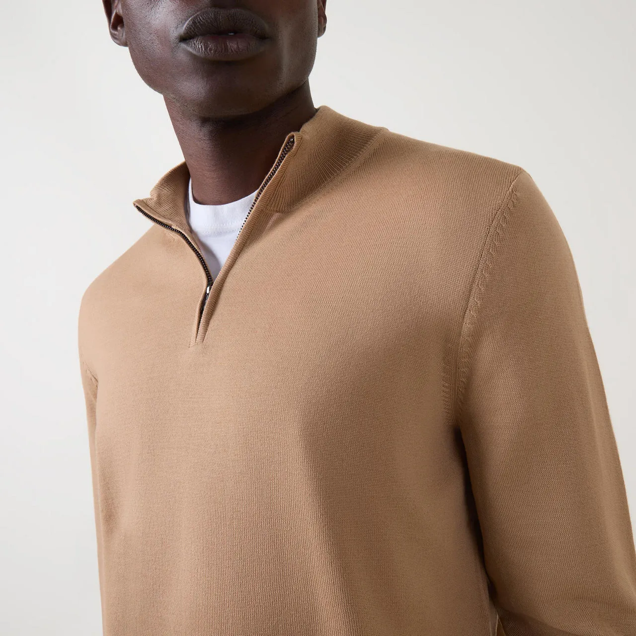 BOSS The Sustainable Edit Ebenji Half-Zip Sweater - Tan