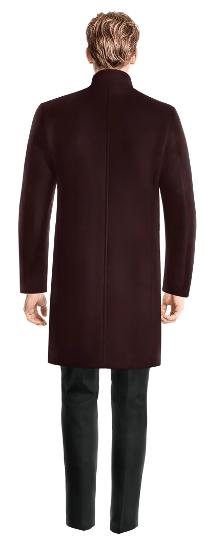 Burgundy Long Funnel neck Coat