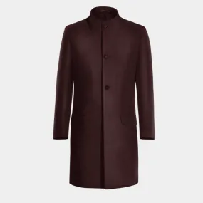 Burgundy Long Funnel neck Coat