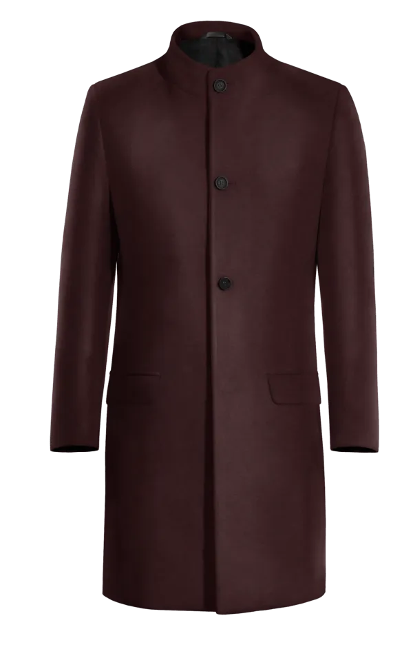 Burgundy Long Funnel neck Coat