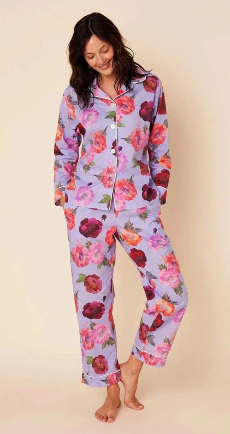 CAT'S PAJAMAS - LAVENDER FLORAL LUXE PIMA COTTON PAJAMAS