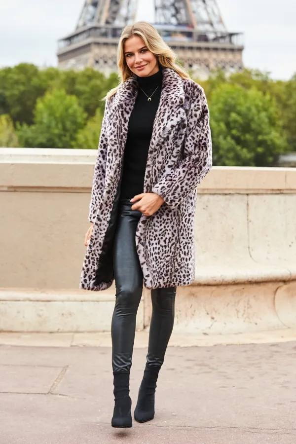 Cheetah Print Faux Fur Coat