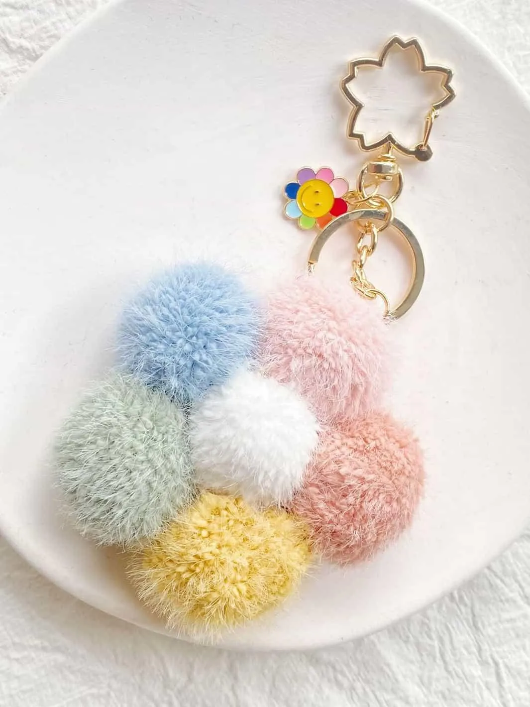 Colorful floret plush pendant