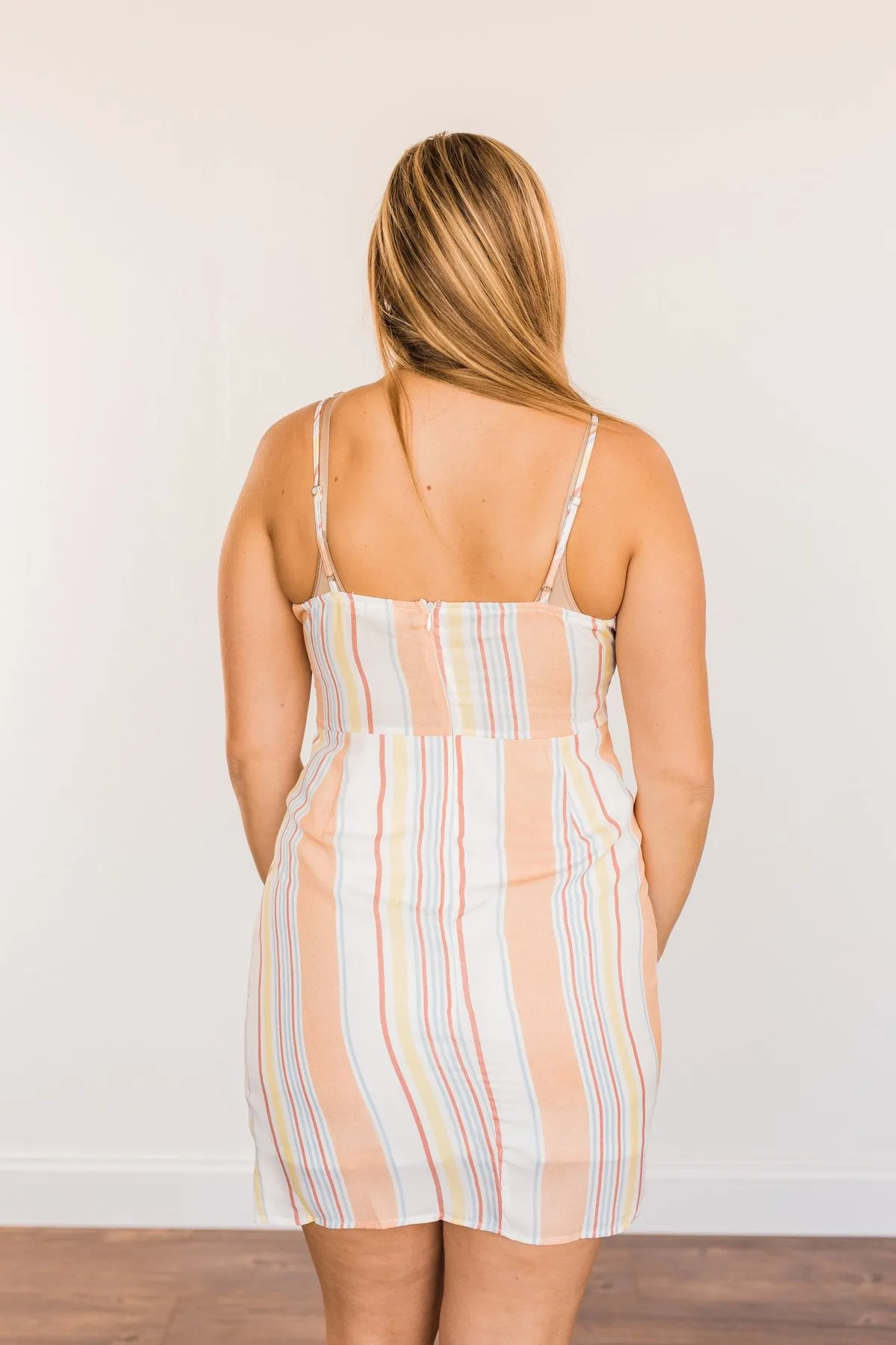 Create Your Own Sunshine Striped Dress- Soft Orange & Ivory