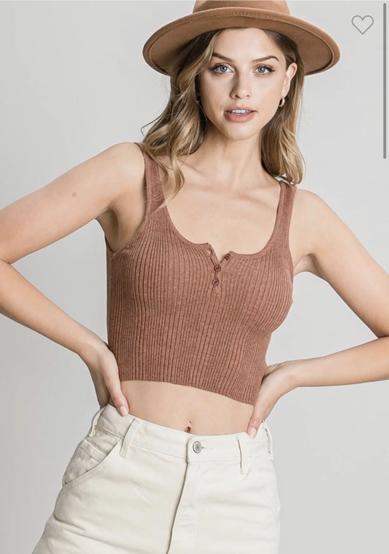 CROPPED HENLEY SWEATER TANK