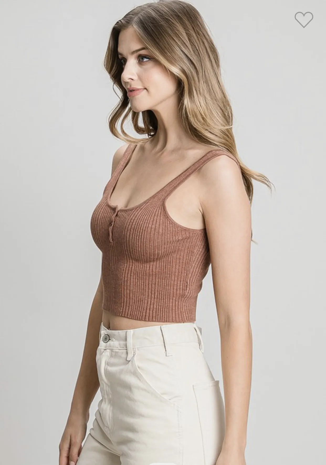 CROPPED HENLEY SWEATER TANK