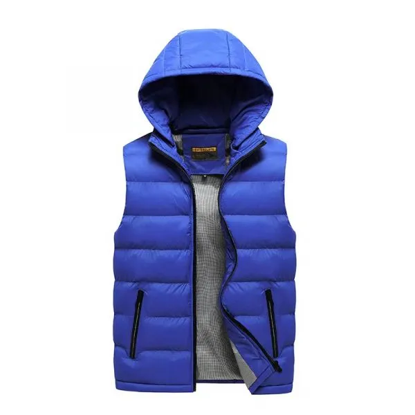 Detachable hooded sleeveless down jacket for men - slim fit