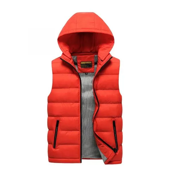 Detachable hooded sleeveless down jacket for men - slim fit