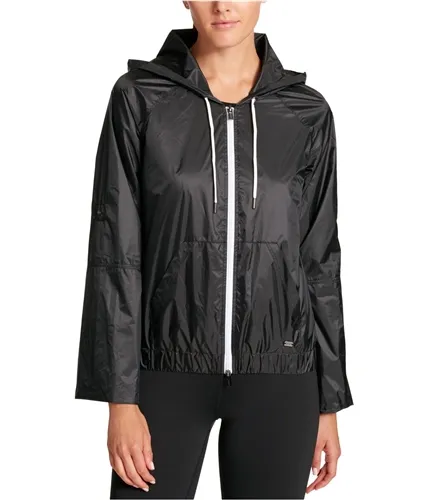 Dkny Womens Fabric Roll Cuff Windbreaker Jacket