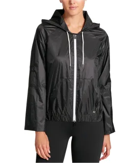 Dkny Womens Fabric Roll Cuff Windbreaker Jacket