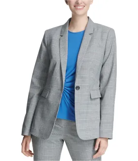 Dkny Womens Plaid One Button Blazer Jacket, TW1