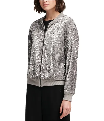 Dkny Womens Sequined Bomber Jacket