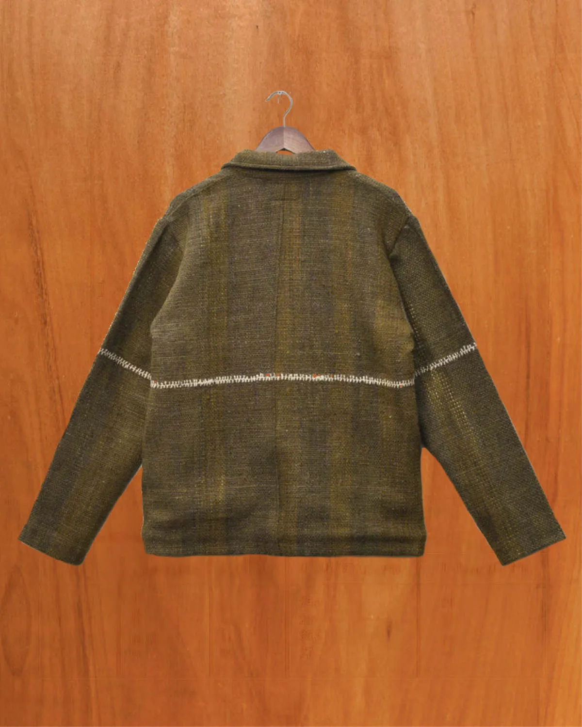 Embroidered Chore Coat - Olive/Ecru