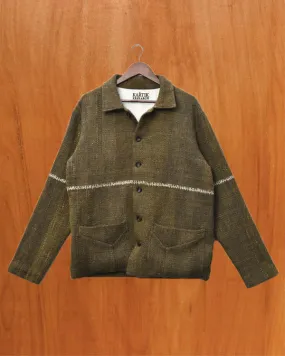 Embroidered Chore Coat - Olive/Ecru