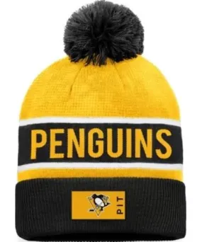 Fanatics Men's NHL Fanatics Black/Gold Pittsburgh Penguins Authentic Pro Rink Cuffed Knit Hat with Pom