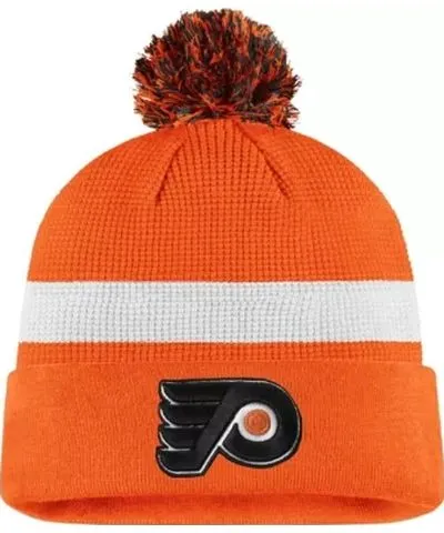 Fanatics Men's NHL Fanatics Orange/White Philadelphia Flyers 2020 NHL Draft Authentic Pro Cuffed Pom Knit Hat