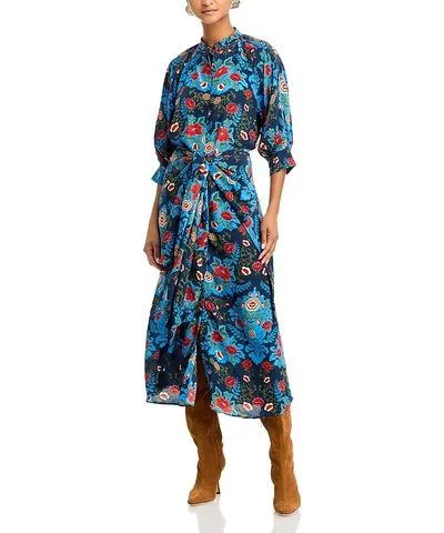 FarmRio Arabesque Floral Tie Front Dress