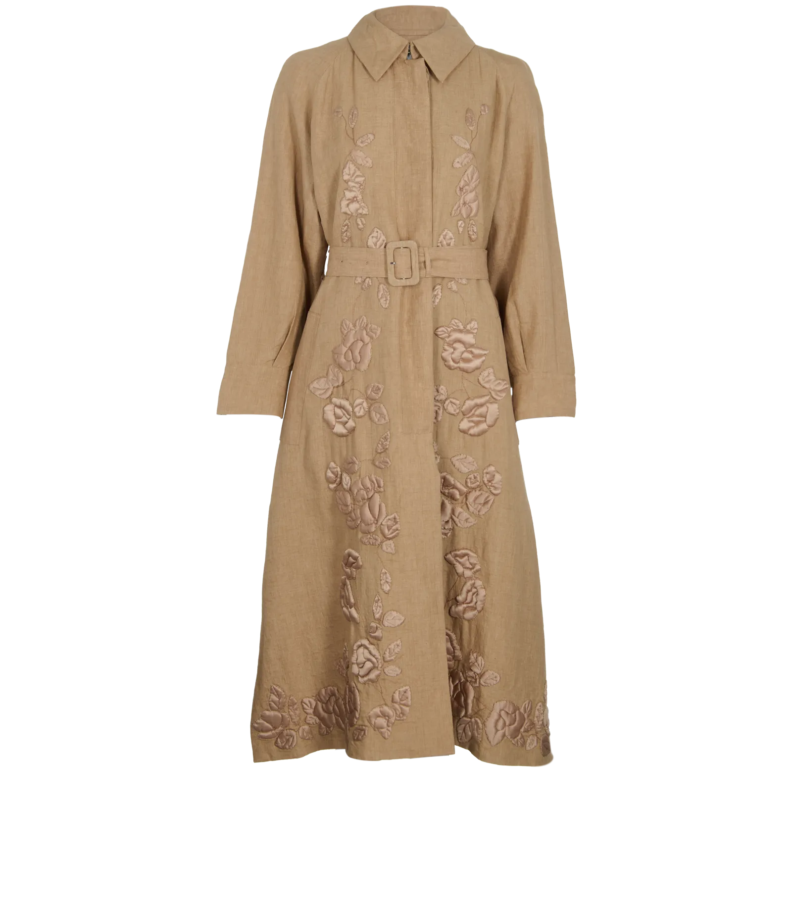 Fendi Flower Embroidered Belted Coat